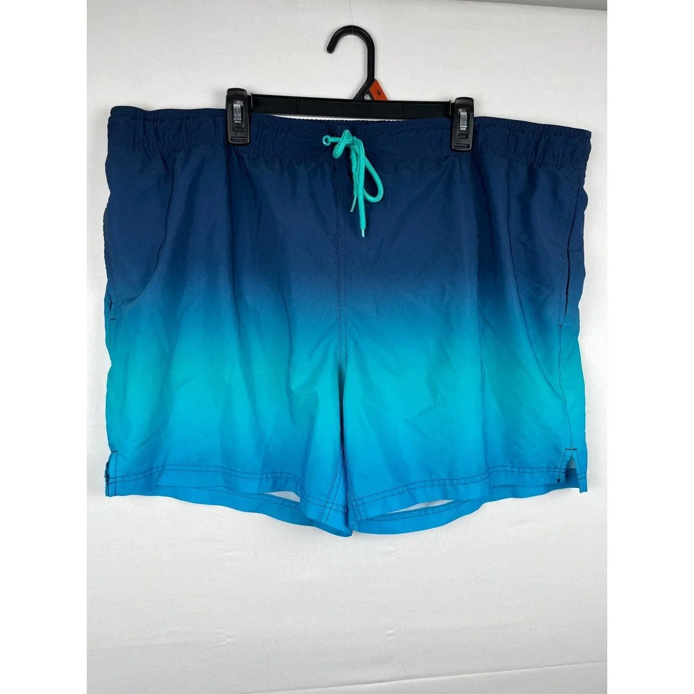 George Swim Trunks Mens Ombre Gradient Blue Teal Size 2XL 44-46